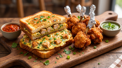 Chicken Lollipop Bread Omelet